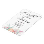 モダンエレガントフローラピンクローズブライダルシャワー マグネット (左側)