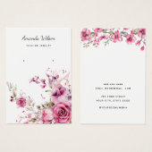 モダンエレガントフローラピンク水色表示カード (正面&裏面)