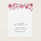 モダンエレガントフローラピンク水色表示カード (裏面)