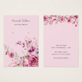 モダンエレガントフローラピンク水色表示カード (正面&裏面)