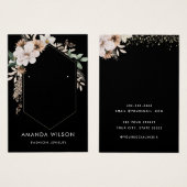 モダンエレガントフローラブラックイヤリング表示カード (正面&裏面)