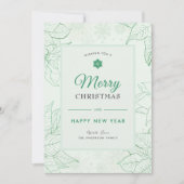 モダンエレガントフローラポインセチア緑クリスマス シーズンカード (正面)