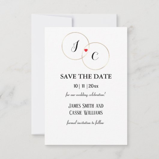 モダンエレガントフローラ写真ウェディング日付の保存 (裏面)