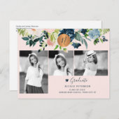 モダンエレガントフローラ卒業写真の校合 案内ポストカード (正面/裏面)