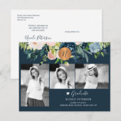 モダンエレガントフローラ卒業写真コラージュ 案内ポストカード (正面/裏面)