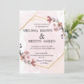 モダンエレガントフローラ幾何結婚フレーム 招待状 (スタンド正面)