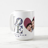 モダンエレガントフローラ愛ハート写真 コーヒーマグカップ (正面左)