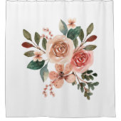 モダンエレガントフローラ水色トレンディーガーリーピンク シャワーカーテン (正面)