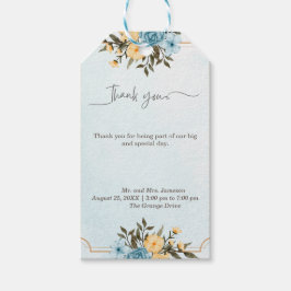 モダンエレガントフローラ水色結婚緑 ギフトタグ