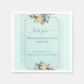 モダンエレガントフローラ水色結婚緑 スタンダードカクテルナプキン (正面)