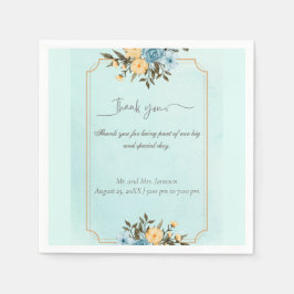 モダンエレガントフローラ水色結婚緑 スタンダードカクテルナプキン
