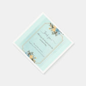モダンエレガントフローラ水色結婚緑 スタンダードカクテルナプキン (角)