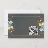 モダンエレガントフローラ水色結婚緑 出欠カード (裏面)