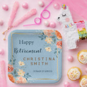 モダンエレガントフローラ水色退職パーティー ペーパープレート (パーティー)