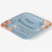 モダンエレガントフローラ水色退職パーティー ペーパープレート (傾斜あり)