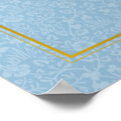 モダンエレガントフローラ水色退職パーティー ポスター (角)