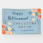 モダンエレガントフローラ水色退職パーティー 横断幕 (横)