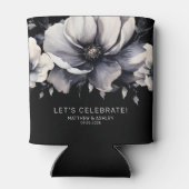 モダンエレガントフローラ白黒結婚式の引き出物 缶クーラー (裏面)