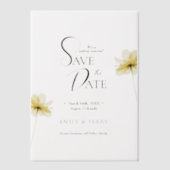 モダンエレガントフローラ結婚式日付の保存 ベラム紙招待状 (正面)