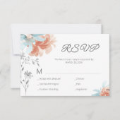 モダンエレガントフローラ線結婚スケッチ 出欠カード (正面)