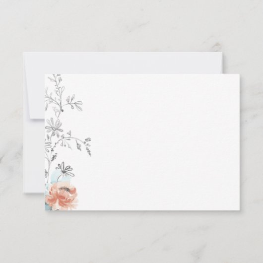 モダンエレガントフローラ線結婚スケッチ 出欠カード (裏面)