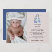 モダンエレガントフローラ |バプテスマ 招待状 (正面/裏面)