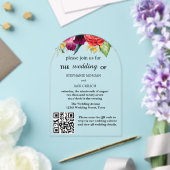 モダンエレガントフローラQRコード結婚予算 アクリル招待状 (インサイチュ (ウェディング))