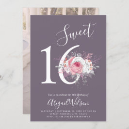 モダンエレガントフローラsweet sixteen誕生会 招待状