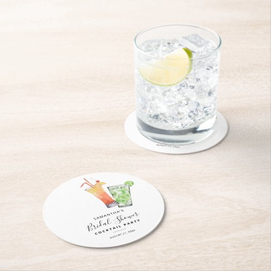 モダンエレガントブライダルシャワーパーティー ラウンドペーパーコースター (インサイチュ)