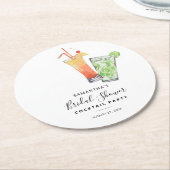 モダンエレガントブライダルシャワーパーティー ラウンドペーパーコースター (アングル)