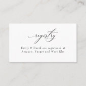 モダンエレガントブライダルシャワーレジストリ挿入カード 名刺 (正面)