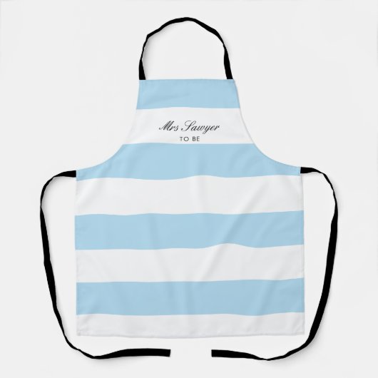 モダンエレガントブライトブルーストライプブライダルシャワー エプロン (正面)