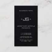 モダンエレガントプレミアムブラックモノグラム垂直 名刺 (裏面)