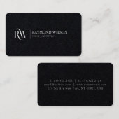 モダンエレガントプレミアム白黒モノグラムの 名刺 (正面/裏面)