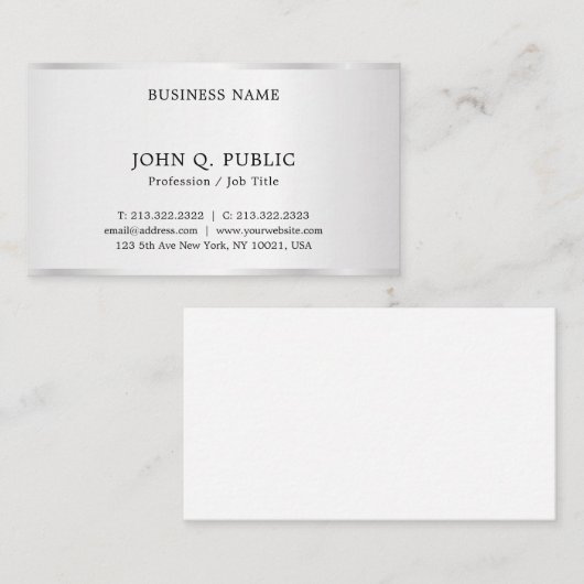 モダンエレガントプロフェッショナルシルバールックテンプレート 名刺 (正面/裏面)