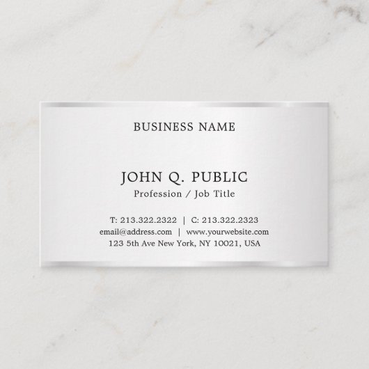 モダンエレガントプロフェッショナルシルバールックテンプレート 名刺 (正面)