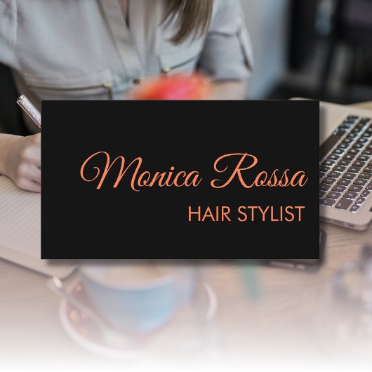 モダンエレガントプロフェッショナルシンプルコーラルブラック 名刺