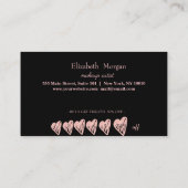 モダンエレガントプロフェッショナルシンプルハート、黒 ロイヤリティカード (裏面)