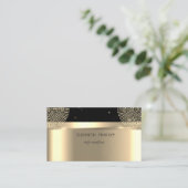 モダンエレガントプロフェッショナルドット金ゴールド、黒 名刺 (スタンド正面)