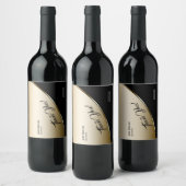 モダンエレガントプロフェッショナルハイライトブラック金ゴールド ワインラベル (ボトル)