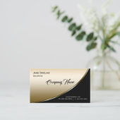 モダンエレガントプロフェッショナルハイライトブラック金ゴールド 名刺 (スタンド正面)