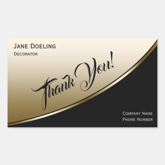 モダンエレガントプロフェッショナルハイライトブラック金ゴールド 長方形シール (正面)