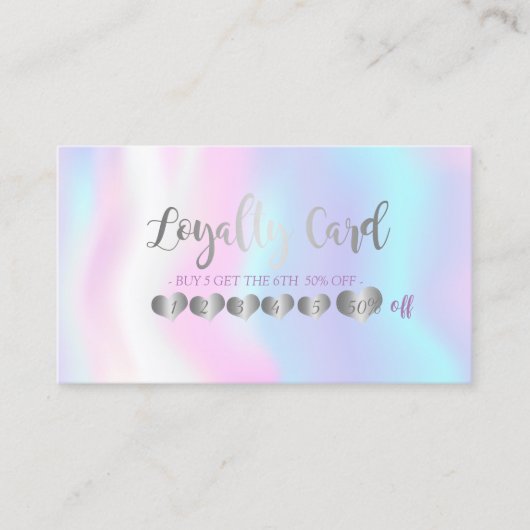 モダンエレガントプロフェッショナルハート，ホログラフィック ロイヤリティカード (正面)