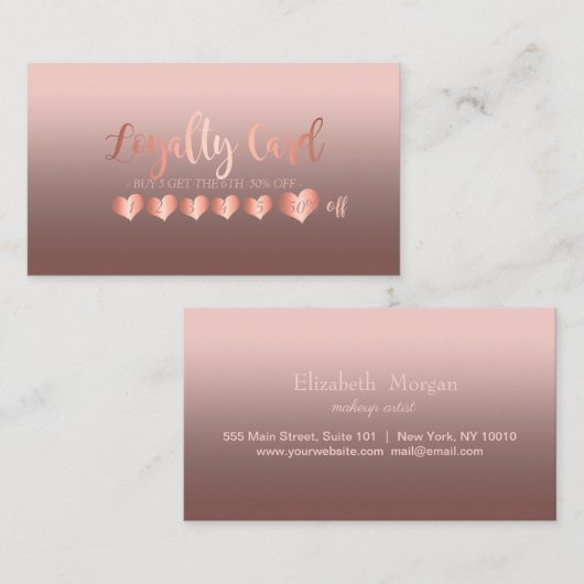 モダンエレガントプロフェッショナルハート ロイヤリティカード (正面/裏面)