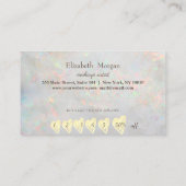 モダンエレガントプロフェッショナルフレームハートホワイトオパール ロイヤリティカード (裏面)