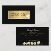 モダンエレガントプロフェッショナルフレーム、金ゴールドハートブラック ロイヤリティカード (正面/裏面)