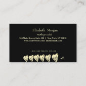 モダンエレガントプロフェッショナルフレーム、金ゴールドハートブラック ロイヤリティカード (裏面)