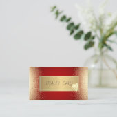 モダンエレガントプロフェッショナルフレーム、金ゴールドハート赤 ロイヤリティカード (スタンド正面)