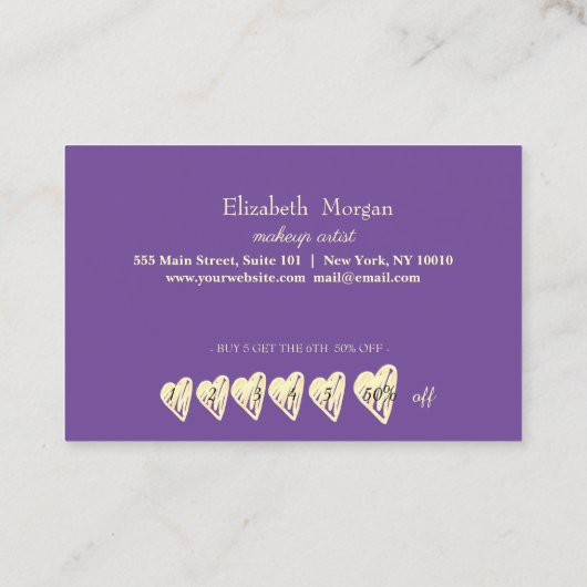 モダンエレガントプロフェッショナルフレーム、金ゴールドハートOpal ロイヤリティカード (裏面)