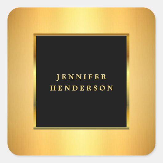 モダンエレガントプロフェッショナルブラックと金ゴールド スクエアシール (正面)